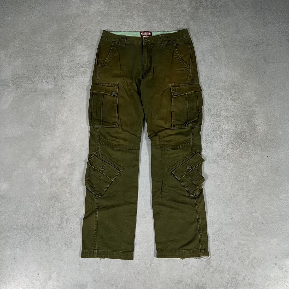 Matchstick Cargo Paratrooper Pants Mens 32x31 Washed Green Relaxed Fit